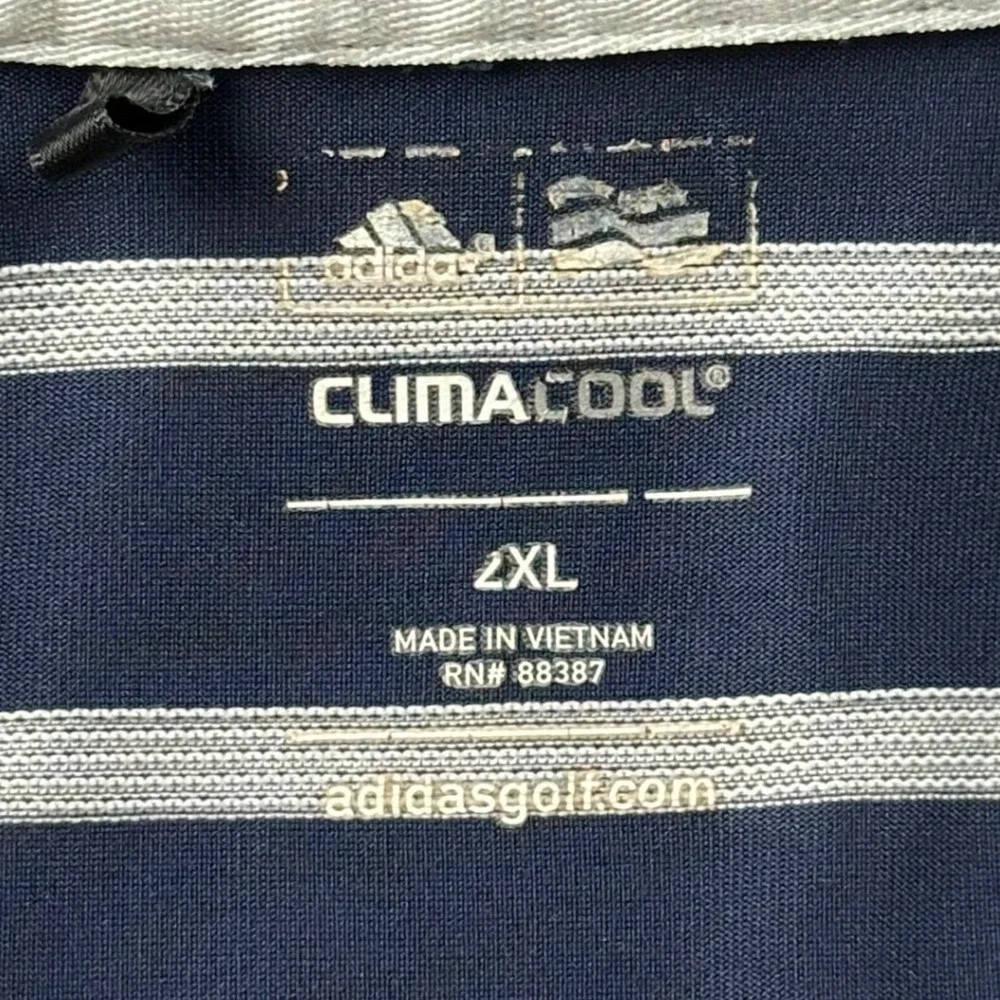 Adidas Polo Golf Shirt Men 2XL Blue ClimaCool Striped Short Sleeve Sporty P77944